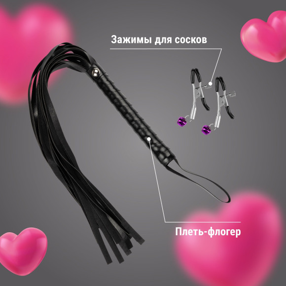 Набор из 8 черно-красных БДСМ-девайсов Набор из 8 черно-красных БДСМ-девайсов