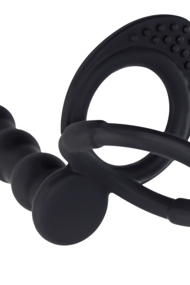 Черная насадка на пенис для двойного проникновения - 19,5 см. Черная насадка на пенис для двойного проникновения - 19,5 см.