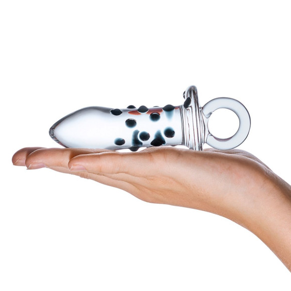 Мини-пробочка из стекла с черными пупырышками, 8 см Мини-пробочка из стекла с черными пупырышками, 8 см