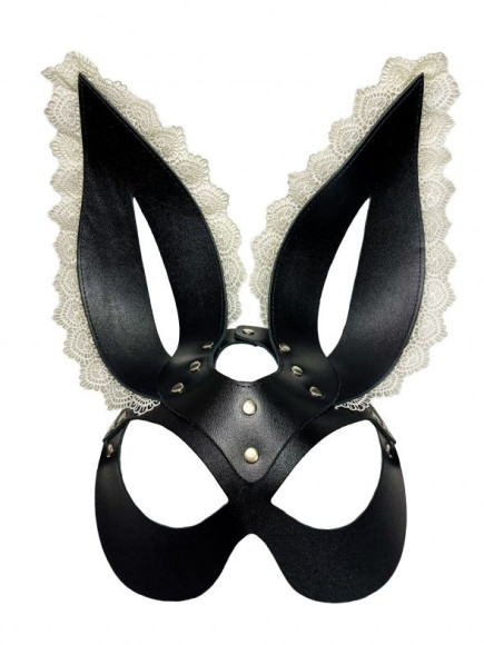 Маска зайки с бежевым кружевом на ушках Маска зайки с бежевым кружевом на ушках