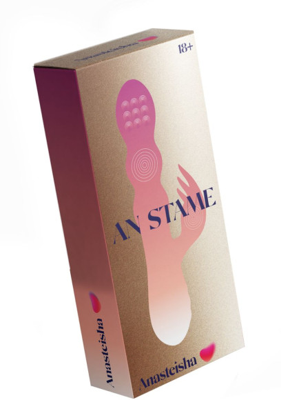 Сливовый вибратор-кролик AN Stamen с массажем бусинами - 22 см. Сливовый вибратор-кролик AN Stamen с массажем бусинами - 22 см.