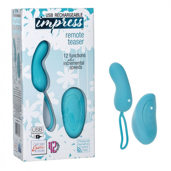 Бирюзовое виброяйцо Remote Teaser с пультом ДУ