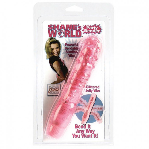 Розовый вибратор с хребтом и блёстками PARTY BENDER - 15,5 см. Розовый вибратор с хребтом и блёстками PARTY BENDER - 15,5 см.