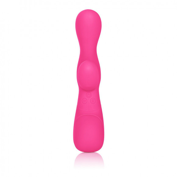 Розовый вибромассажер Impress Tongue со стимуляцией клитора - 18 см.