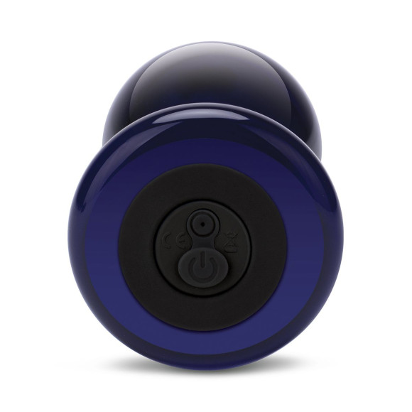 Синий стеклянный анальный вибратор с пультом ДУ - 9,5 см. Синий стеклянный анальный вибратор с пультом ДУ - 9,5 см.