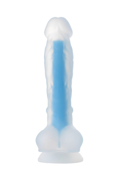 Прозрачно-синий фаллоимитатор, светящийся в темноте, Bruce Glow - 22 см. Прозрачно-синий фаллоимитатор, светящийся в темноте, Bruce Glow - 22 см.