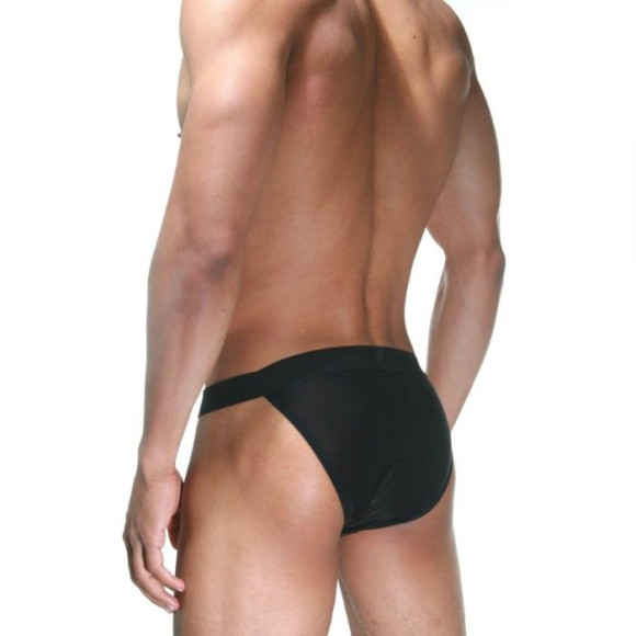 Черные трусы-танга с розовой рюшей Черные трусы-танга с розовой рюшей