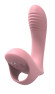 Нежно-розовый вибромассажер с петелькой на палец Нежно-розовый вибромассажер с петелькой на палец