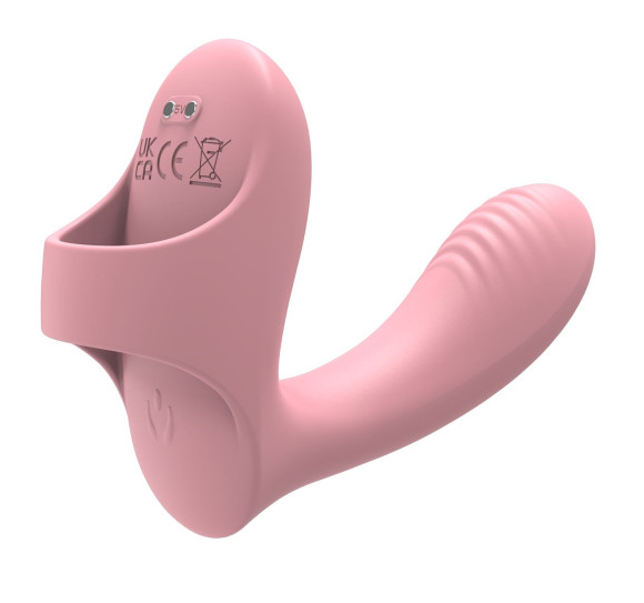 Нежно-розовый вибромассажер с петелькой на палец Нежно-розовый вибромассажер с петелькой на палец