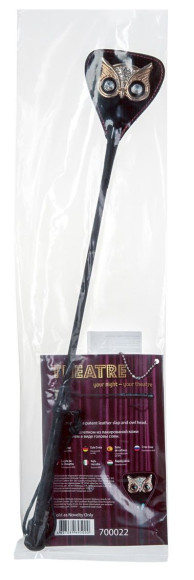 Чёрный стек с совой на кожаном наконечнике - 55 см. Чёрный стек с совой на кожаном наконечнике - 55 см.