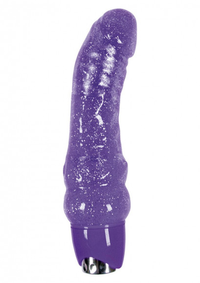 Фиолетовый вибратор с блёстками STARLIGHT GEMS ORION - 19 см. Фиолетовый вибратор с блёстками STARLIGHT GEMS ORION - 19 см.