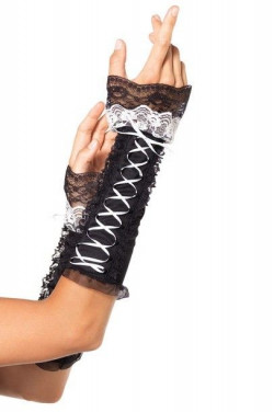 Перчатки с кружевом Lace Up Opaque Arm Warmer With Lace Ruffle Trim