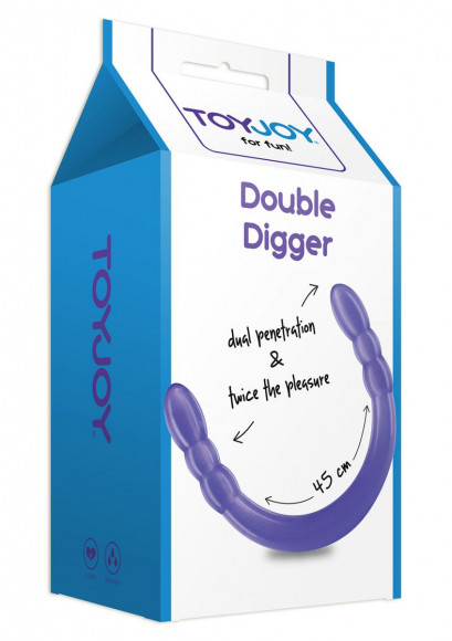 Фиолетовый двусторонний фаллоимитатор DOUBLE DIGGER DONG - 45 см. Фиолетовый двусторонний фаллоимитатор DOUBLE DIGGER DONG - 45 см.
