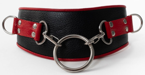 Черно-красный ошейник с колечками Черно-красный ошейник с колечками