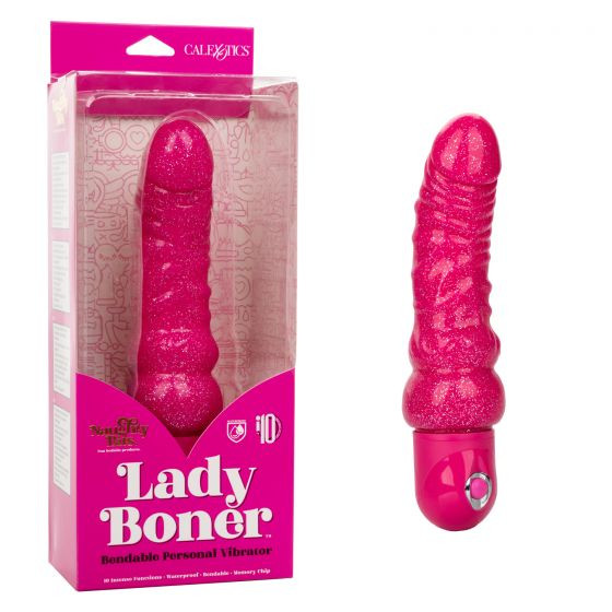 Розовый вибратор-реалистик с блестками Naughty Bits Lady Boner Bendable Personal Vibrator - 20 см. Розовый вибратор-реалистик с блестками Naughty Bits Lady Boner Bendable Personal Vibrator - 20 см.