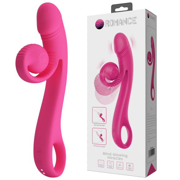 Розовый вибратор Beau с подвижным отростком-улиткой - 23 см. Розовый вибратор Beau с подвижным отростком-улиткой - 23 см.