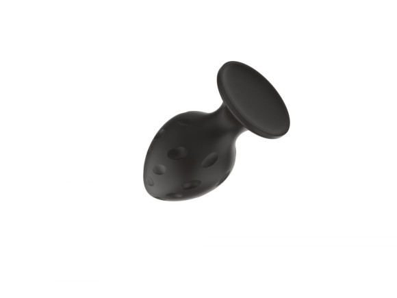 Черная малая силиконовая анальная пробка с рельефом в виде углублений Черная малая силиконовая анальная пробка с рельефом в виде углублений