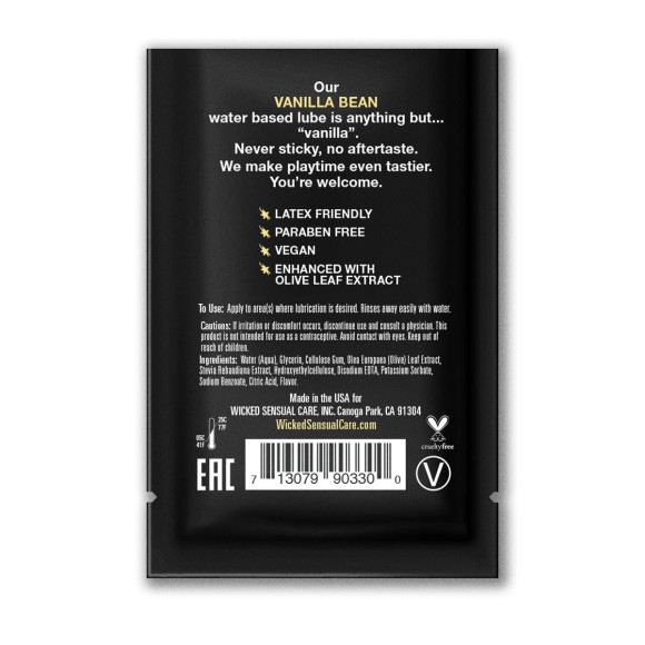 Лубрикант на водной основе с ароматом ванильных бобов Wicked Aqua Vanilla Bean - 3 мл. Лубрикант на водной основе с ароматом ванильных бобов Wicked Aqua Vanilla Bean - 3 мл.