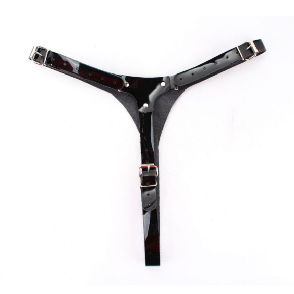 Черные лаковые трусики со штырьком Черные лаковые трусики со штырьком