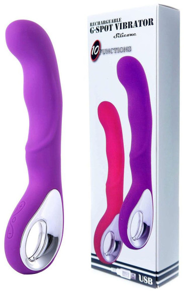 Фиолетовый вибратор для массажа точки G - 20 см. Фиолетовый вибратор для массажа точки G - 20 см.