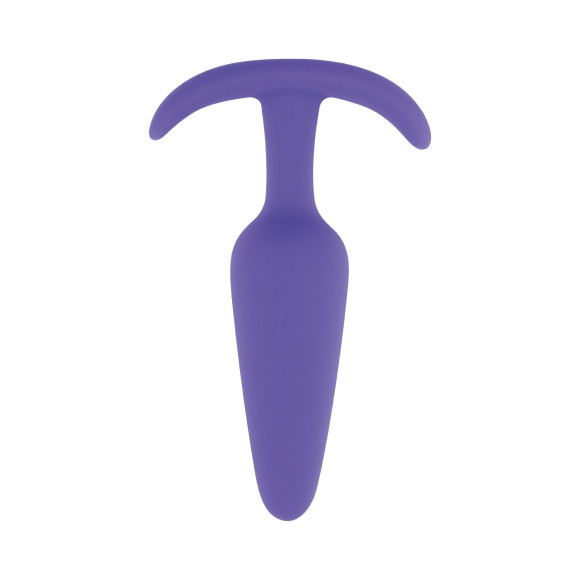 Фиолетовая анальная пробка с ограничителем - 12,5 см. Фиолетовая анальная пробка с ограничителем - 12,5 см.