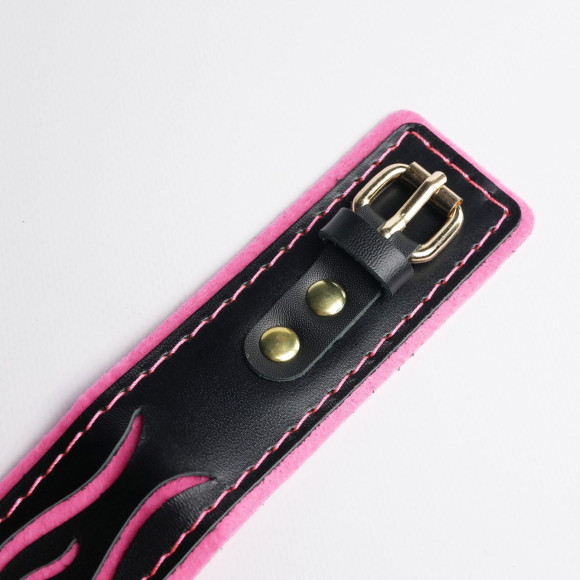 Черно-розовый ошейник с золотистой фурнитурой Черно-розовый ошейник с золотистой фурнитурой