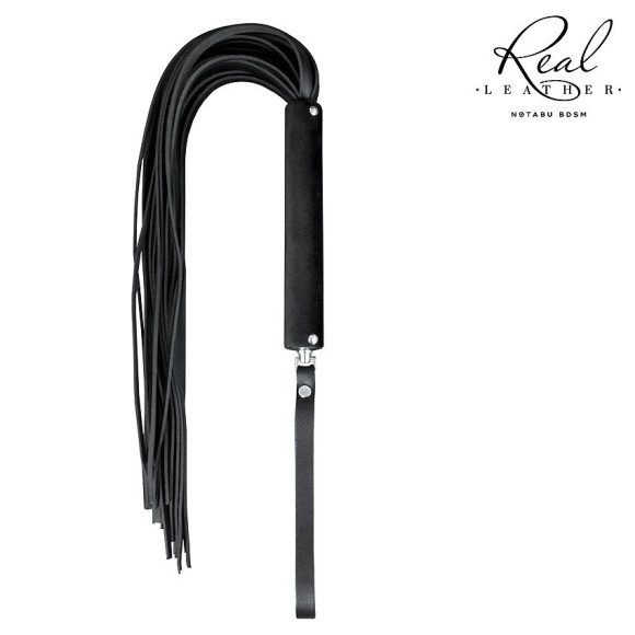 Черная кожаная плеть-флоггер - 84 см. Черная кожаная плеть-флоггер - 84 см.