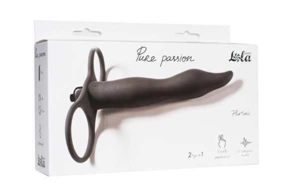 Черная вибронасадка для двойного проникновения Flirtini - 15,9 см. Черная вибронасадка для двойного проникновения Flirtini - 15,9 см.