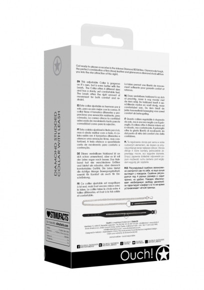 Черный ошейник с поводком Diamond Studded Collar With Leash Черный ошейник с поводком Diamond Studded Collar With Leash