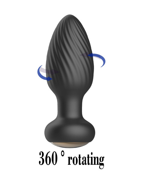 Черная анальная вибропробка с вращением и пультом ДУ - 9,8 см. Черная анальная вибропробка с вращением и пультом ДУ - 9,8 см.