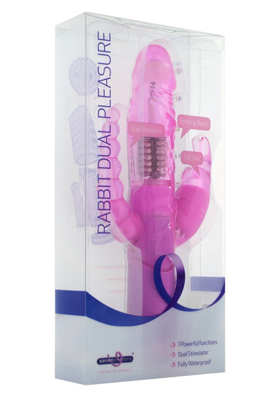 Розовый вибратор RABBIT DUAL PLEASURE с клиторальным и анальным стимуляторами - 22 см. Розовый вибратор RABBIT DUAL PLEASURE с клиторальным и анальным стимуляторами - 22 см.