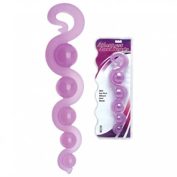 Фиолетовая анальная цепочка из 5 шариков различного диаметра - 25,5 см.