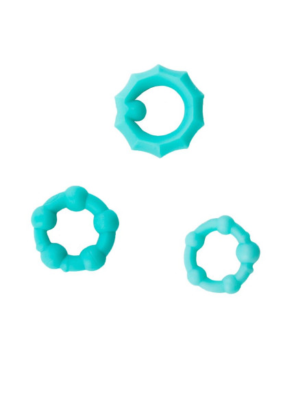 Набор из 3 бирюзовых рельефных эрекционных колец Набор из 3 бирюзовых рельефных эрекционных колец
