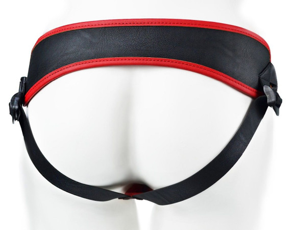 Красно-черный женский пояс с 2 способами крепления насадок Красно-черный женский пояс с 2 способами крепления насадок