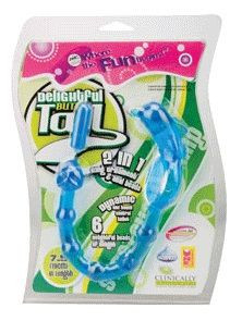 Голубое эрекционное кольцо с анальной цепочкой для него и вибродельфином для неё DELIGHTFUL BUTT TAIL