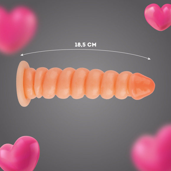 Телесный фаллоимитатор винтовой формы на присоске - 18,5 см. Телесный фаллоимитатор винтовой формы на присоске - 18,5 см.