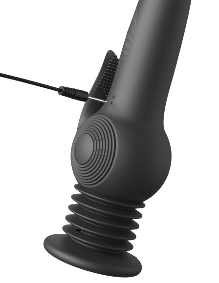 Черный вибратор с функцией фрикций Pogo Thruster - 23,5 см.