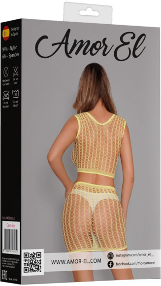 Яркий сетчатый комплект: топ и юбка Яркий сетчатый комплект: топ и юбка