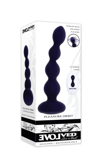 Фиолетовые анальные бусы с вибрацией и вращением Pleasure Orbit - 17,8 см. Фиолетовые анальные бусы с вибрацией и вращением Pleasure Orbit - 17,8 см.