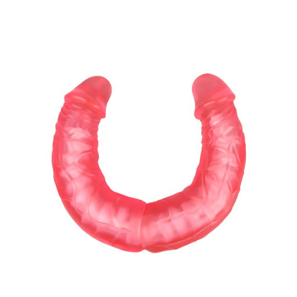Розовый двусторонний гнущийся фаллоимитатор - 36 см. Розовый двусторонний гнущийся фаллоимитатор - 36 см.