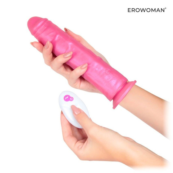 Розовый вибратор-реалистик с пультом ДУ - 22 см. Розовый вибратор-реалистик с пультом ДУ - 22 см.