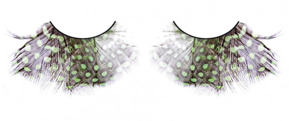 Коричнево-зелёно-фиолетовые ресницы-перья