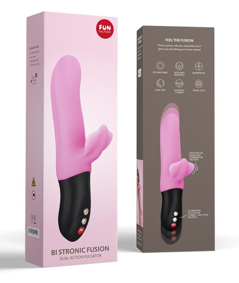 Нежно-розовый пульсатор с клиторальным лепестком Bi Stronic Fusion - 21,5 см. Нежно-розовый пульсатор с клиторальным лепестком Bi Stronic Fusion - 21,5 см.