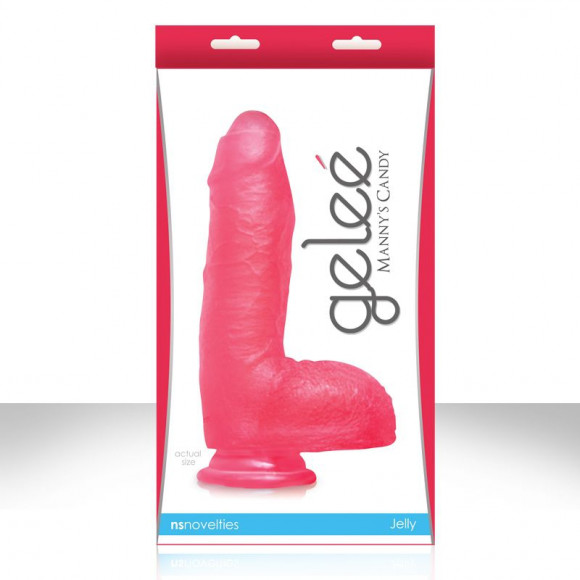 Ярко-розовый фаллоимитатор на присоске GELEE MANNYS CANDY - 22 см. 