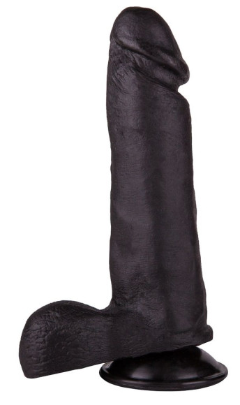 Чёрный дилдо на присоске - 19 см. Чёрный дилдо на присоске - 19 см.