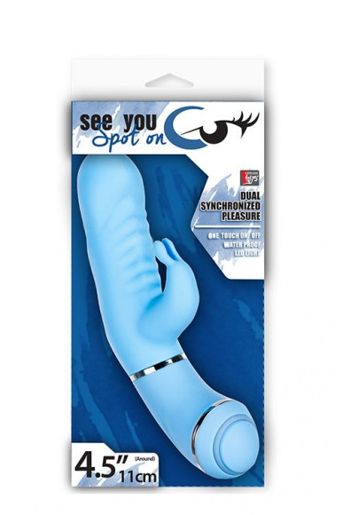 Голубой вибратор с клиторальным отростком SEE YOU SPOT ON Голубой вибратор с клиторальным отростком SEE YOU SPOT ON