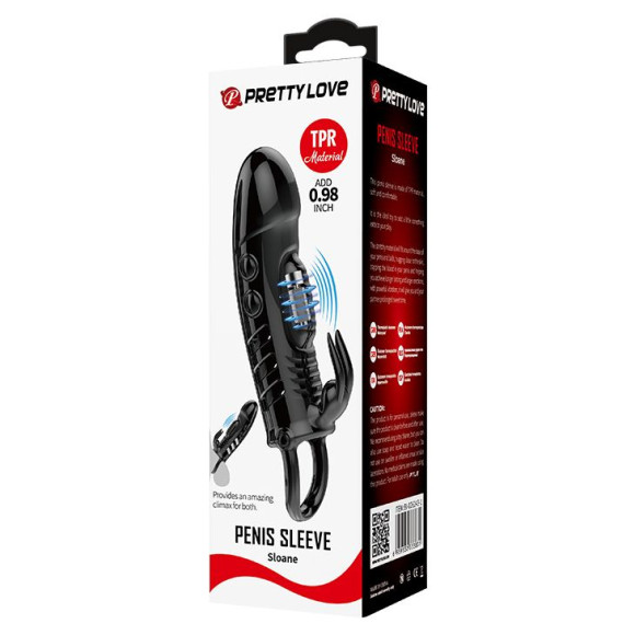 Черная стимулирующая вибронасадка с клиторальным зайчиком Sloane - 18,7 см. Черная стимулирующая вибронасадка с клиторальным зайчиком Sloane - 18,7 см.