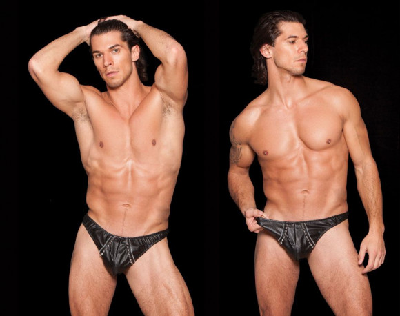 Мужские трусики-тонги из перфорированной кожи Мужские трусики-тонги из перфорированной кожи