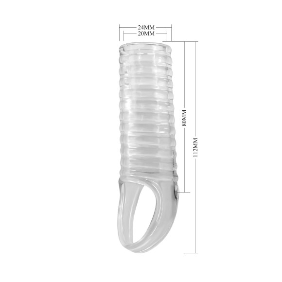 Прозрачная насадка на пенис с ребрышками и подхватом мошонки