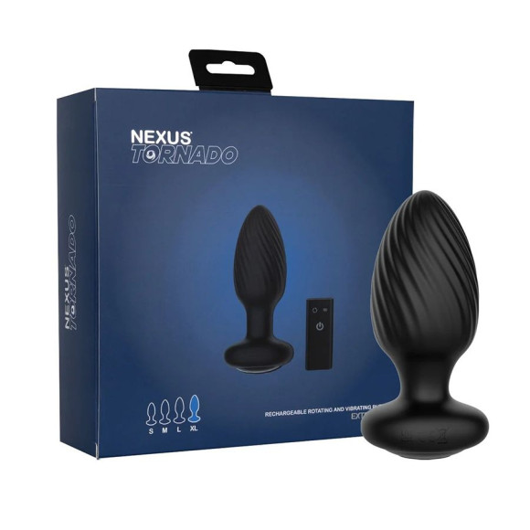 Черная анальная вибровтулка Nexus Tornado Extra Large с функцией вращения Черная анальная вибровтулка Nexus Tornado Extra Large с функцией вращения
